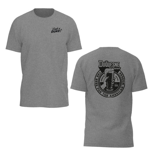 Duquesne Brewing Company “Grab a Duke!” Gray T-Shirt Pilsener Glass Edition (Free keychain with purchase)