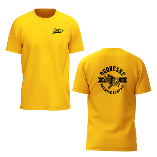 Duquesne Brewing Company “Grab a Duke!” Yellow T-Shirt Vintage inspired eagle emblem (Free Keychain with purchase)